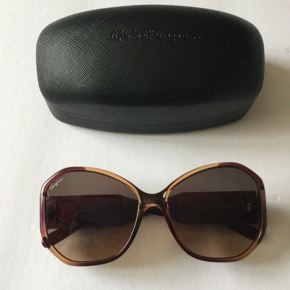 SALVATORE FERRAGAMO SF942S  BUTTERFLY SUNGLASSES WINE/GOLD NEW WITH CASE